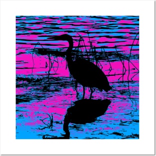 Midnight Heron - Blue Heron Posters and Art